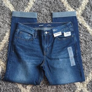 NWT Old Navy Denim WOW Boyfriend Mid-Rise Dark Denim Jean Size 4